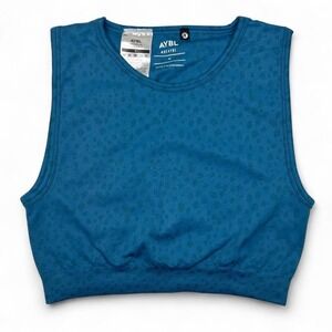 AYBL Women's Medium Athletic Cropped Sleeveless Top Evolve Speckle Seamless Blue